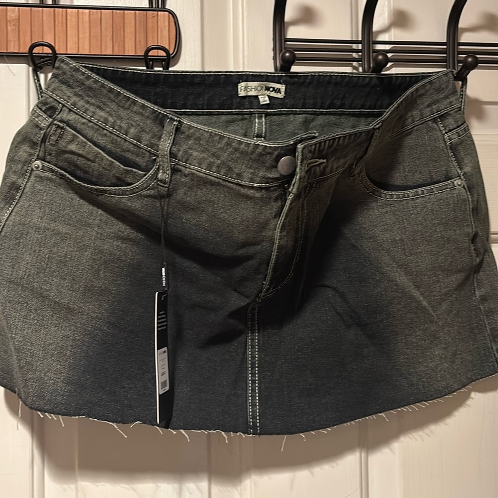 Terra tinted denim miniskirt